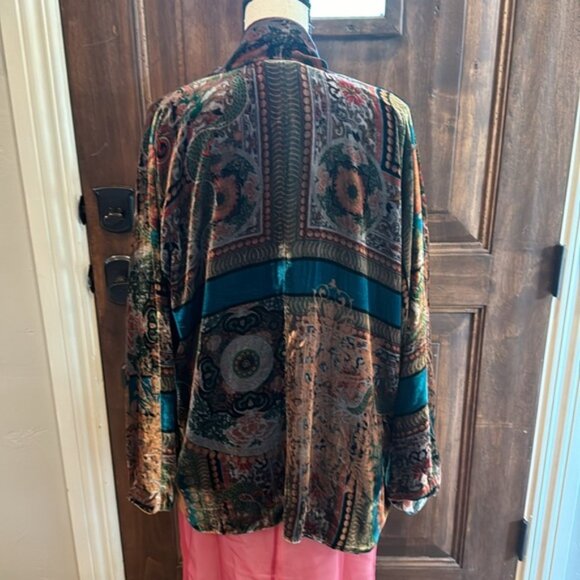 Johnny Was Velvet Multi Colored Cardigan - Picture 5 of 15